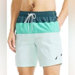 Nautica Men's Multicolor Colorblock Quick Dry Swim Shorts Medium NWT